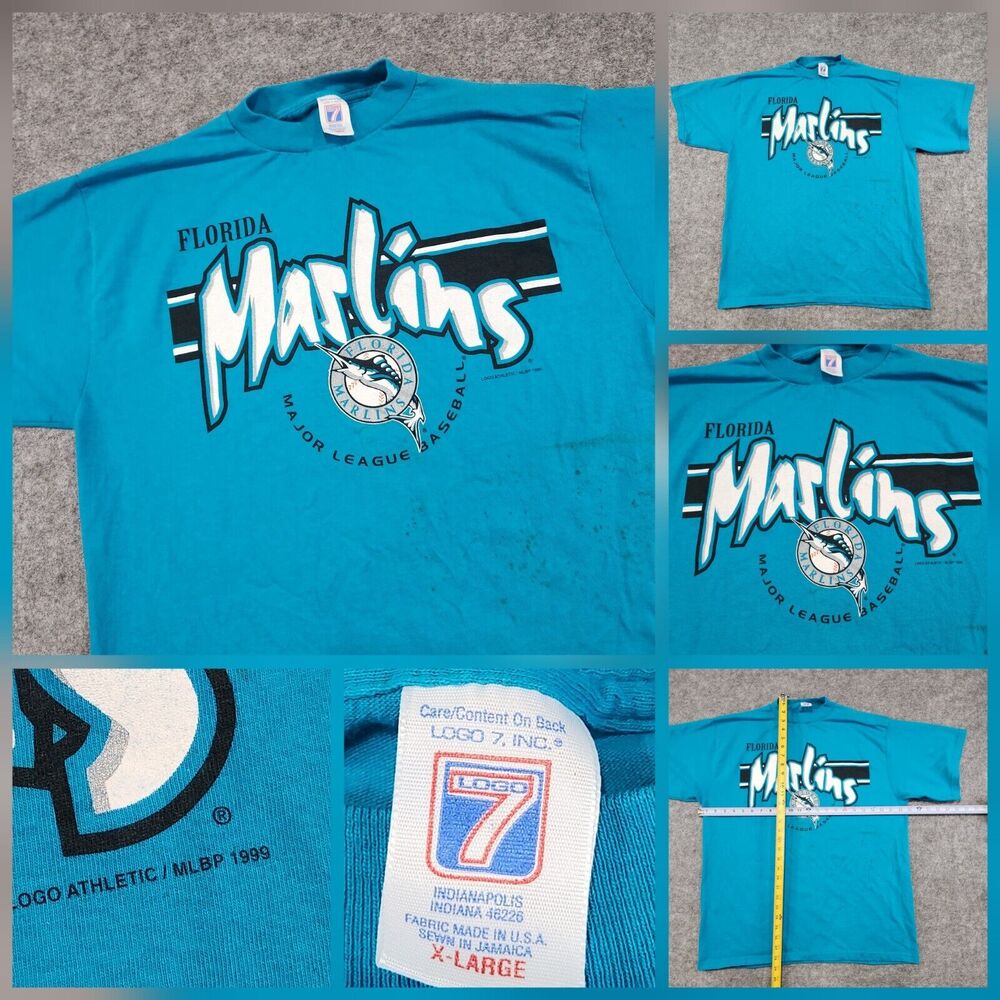 VTG 90s Florida Marlins Logo Athletic 7 MLB Mens‎ XL Baseball USA Made T Shirt